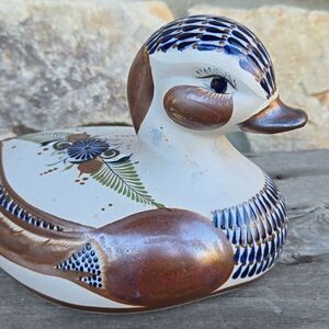 Tonala‎ Stoneware Duck Mexican Folk Art Pottery Glazed Bird Mexico